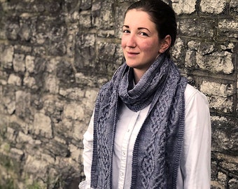 Cabled Scarf Knitting PATTERN PDF, Knit Scarf - ORIGINAL Celtic Roots Scarf