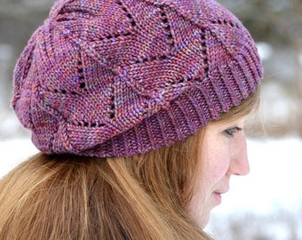 Hat Knitting PATTERN PDF, Knit Hat Pattern, Slouch Hat Knitting Pattern, Slouchy Hat Pattern - Frosted Primrose Hat