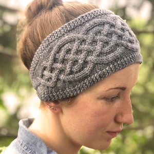 Cabled Headband Knitting PATTERN PDF, Knit Headband ORIGINAL Celtic Roots Headband image 1