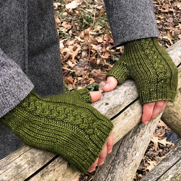 Fingerless Gloves Knitting PATTERN PDF, Knitted Fingerless Gloves Pattern, Fingerless Mitts Knitting Pattern - Lochmoor Mitts