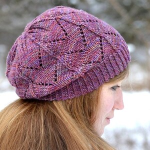 Easy Slouchy Hat Knitting PATTERN PDF: Frosted Primrose Hat