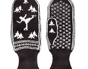 Vintage Fair Isle Mittens Ice Skater Figure Skater Design Knitting Pattern PDF