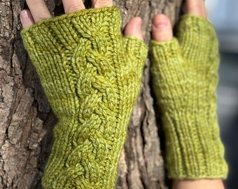 Bulky Weight Fingerless Gloves Knitting PATTERN PDF: Wanderwood Mitts