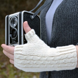 Cabled Fingerless Gloves Knitting PATTERN PDF: Midwinter Stroll Mitts