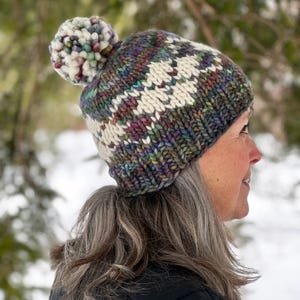 Super Bulky Fair Isle Colorwork Beanie Knitting PATTERN PDF: Argyle Borealis Hat