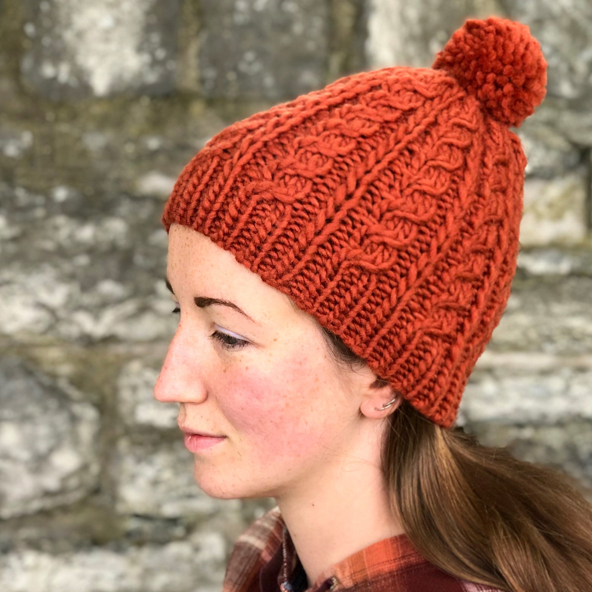 Bulky Cabled Beanie Knitting PATTERN PDF: Flint Hill Hat - Etsy