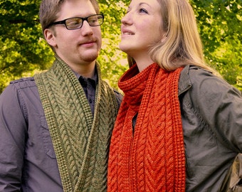 Cable Scarf And Cowl Knitting PATTERN PDF, Knitted Scarf And Cowl Pattern - Cider Press Scarf and Cowl