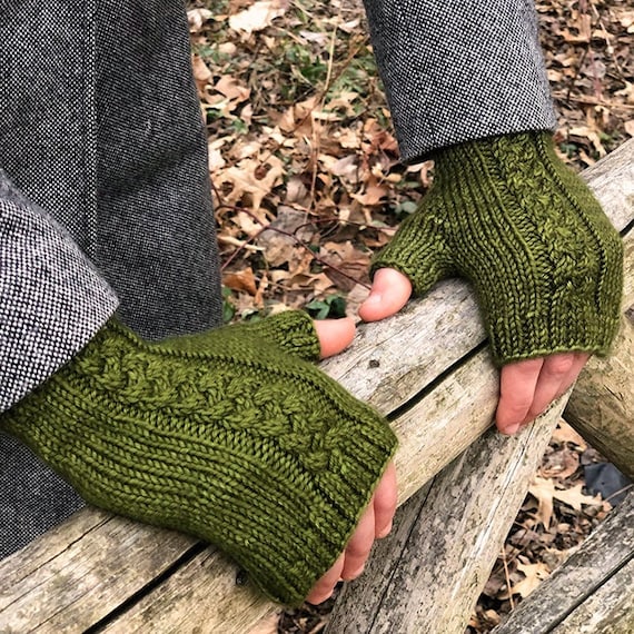 Cabled Fingerless Gloves Knitting PATTERN PDF: Lochmoor Mitts - Etsy