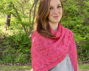 Asymmetric Shawl Knitting PATTERN PDF - Tulip Lea Shawl