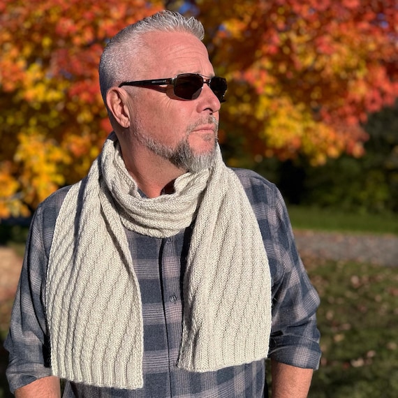 Reversible Diagonal Ribbed Unisex Scarf Knitting Pattern PDF