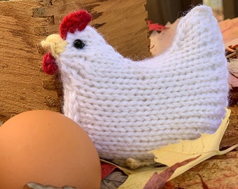 Chicken Knitting PATTERN PDF, Knit Hen, Knit Chicken Ornament, Knitted Hen Toy - Pocket Hens