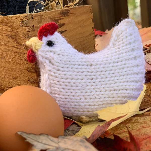 Modèle de tricot de poulet PDF, poule en tricot, ornement de poulet en tricot, jouet de poule tricoté - poules de poche
