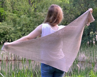 Asymmetric Shawl Knitting Pattern PDF | Textured Linen Summer Wrap - Thoreau's Pond