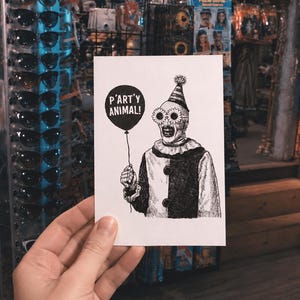 Carte d'anniversaire horreur terrifiante - Art le clown, voeux d'humour noir, alternative gothique