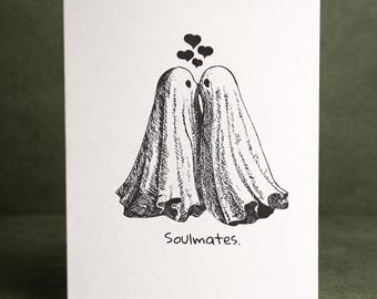 Soulmates Ghost Card, Romantic Gothic Love, Anniversary Valentines Gift