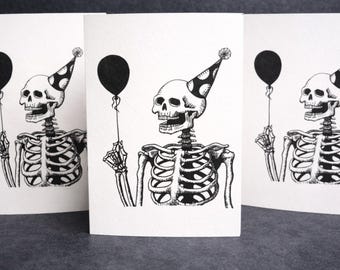 Funny Skeleton Birthday Card, Dark Humour Gothic Alternative Gift