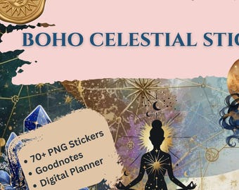 Boho Himmlische digitale Aufkleber, GoodNotes Sticker Pack, Sofort Download