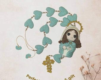 Häkeln Jungfrau Maria Rosenkranz | Handmade Amigurumi katholisches Geschenk | Gebetskette Geschenk