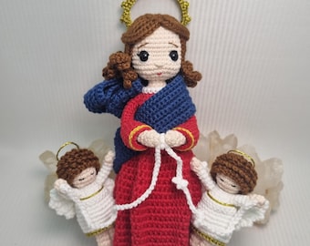 Mary Untangler of Knoten Häkelpuppe - handgemachtes Geschenk, spirituelle Wohnkultur, Gebetsandenken