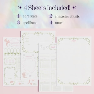 DnD 5e Cottagecore Character Sheet – Dragon's Veil (PDF Printable/Fillable) – A4 and US Letter image 2