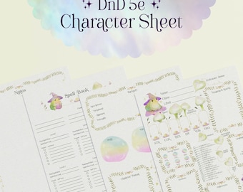 DnD 5e Cottagecore Character Sheet – Toad Mage (PDF Printable/Fillable) – A4 and US Letter