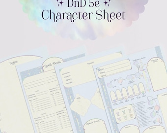 DnD 5e Cottagecore Character Sheet – Opal Armory (PDF Printable/Fillable) – A4 and US Letter