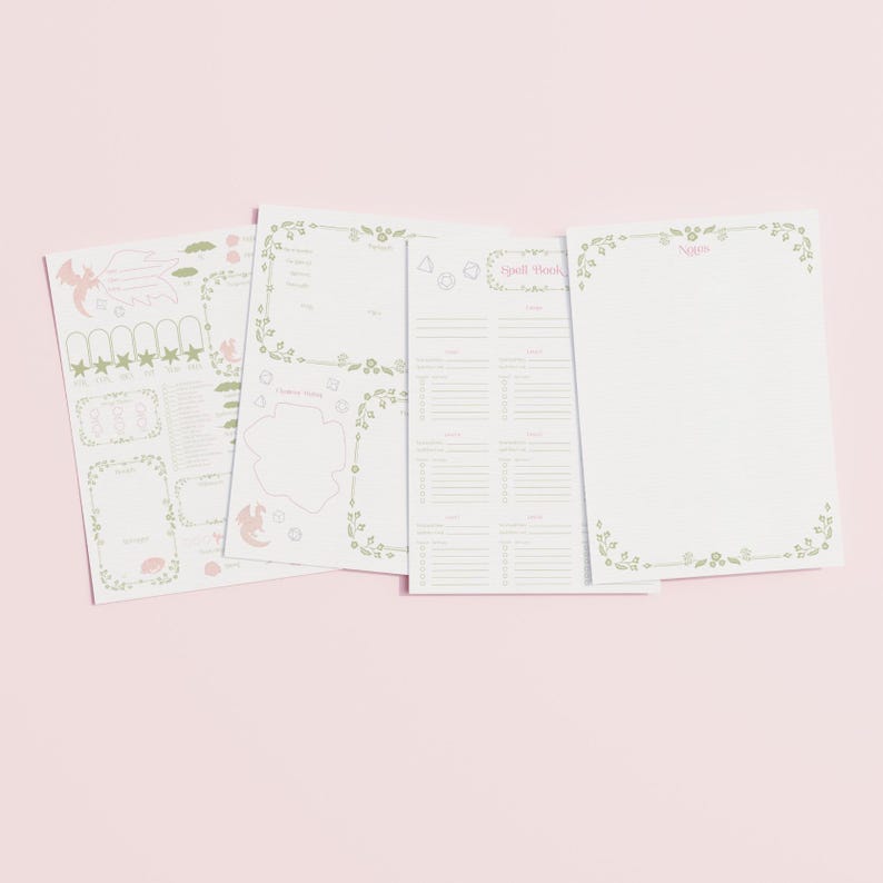 DnD 5e Cottagecore Character Sheet – Dragon's Veil (PDF Printable/Fillable) – A4 and US Letter image 4