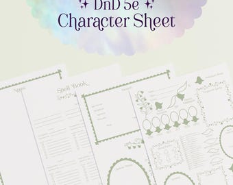 DnD 5e Cottagecore Character Sheet – Lily (PDF Printable/Fillable) – A4 and US Letter