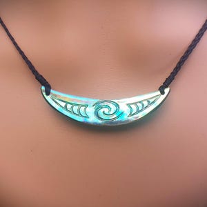 New Zealand Paua Shell Maori Koru Galaxy design ~Hand carved pendant
