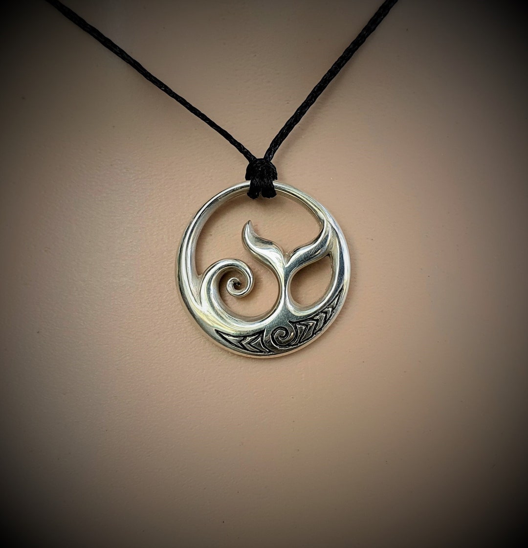 Sterling Silver 'whale in Wave' New Zealand Ocean Koru Pendant~.925 ...