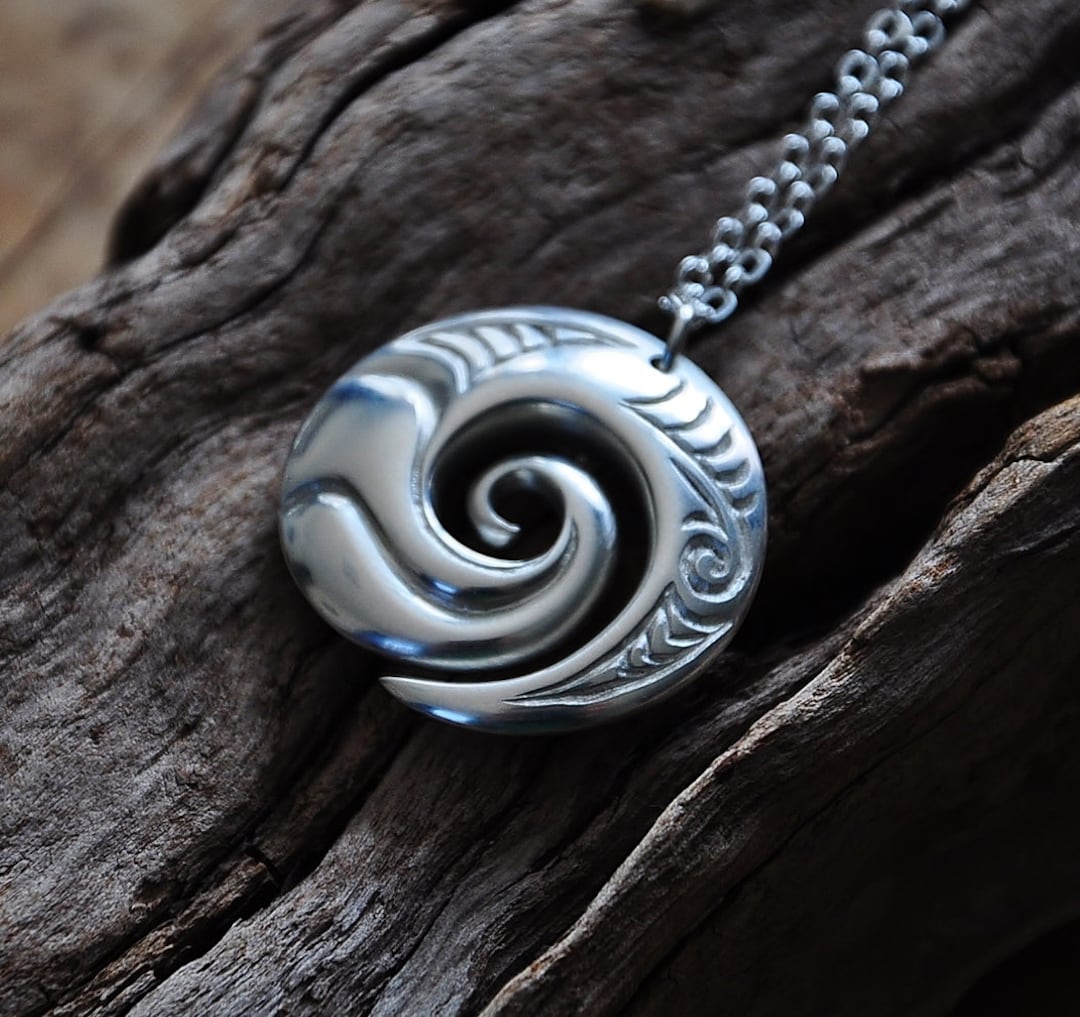 Sterling Silver Koru Wave Pendant: New Zealand Maori Jewelry. - Etsy