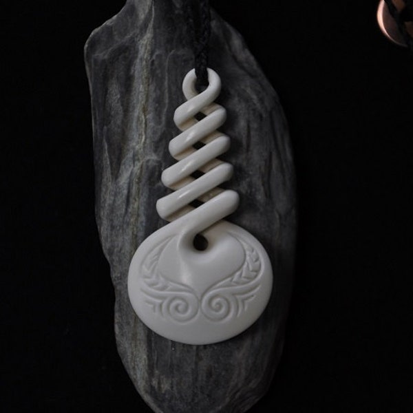 RESERVED~Maori Celtic eternal bonding symbol ~  One of a kind, hand carved & engraved from bone 2.5inch tall