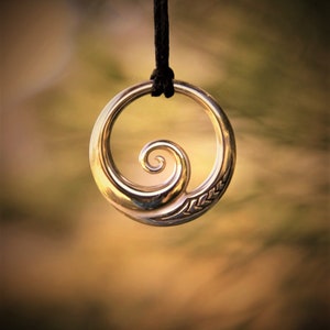 Solid Bronze Maori Koru Pendant~ wave pendant,connections with the ocean. 8th wedding anniversary.