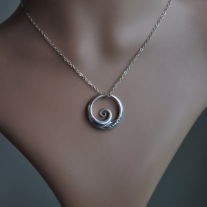 Sterling Silver Maori Koru, 925 Pendant on Sterling Chain~ Wave Pendant ...