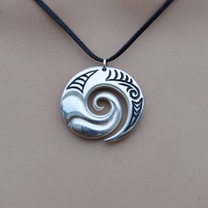 Sterling Silver  Koru Wave Pendant~ connections with the ocean. Maori jewelry
