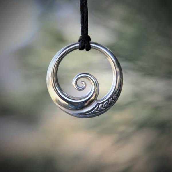 Sterling Silver Maori Koru Pendant~ wave pendant, connections with the ocean~New Zealand