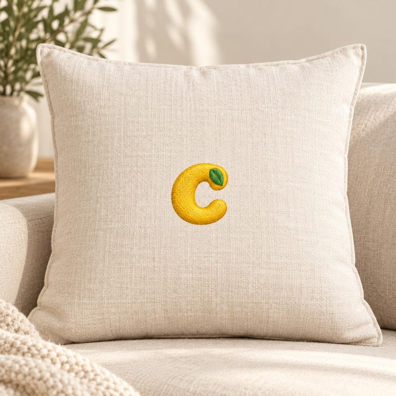 Lamon Typeface Lemon Alphabet Embroidery Font Design, Citrus Letter Number Set ...