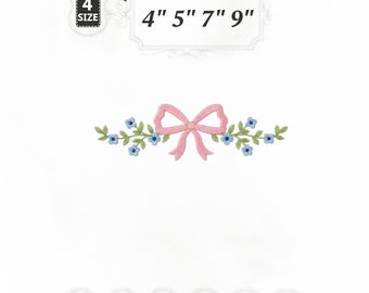 Strawberry Bow Embroidery Design, Floral Coquette, Grandmillennial (Digital Download)