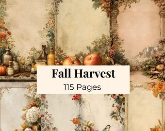 Fall Harvest Autumn Junk Journal, Cozy Fall Printable Autumn Collage, Apple Theme Fall Scrapbook Kit, Fall Ephemera Bundle, Recipe Cards