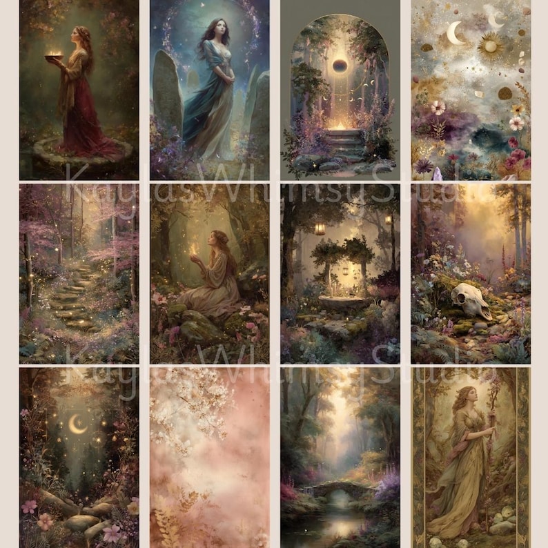 Sacred Pagan Junk Journal Pages Mystic Moon Printable Page Mystic Digital Scrapbook Paper Kit Celestial Collage Sheet Junk Journal Supply