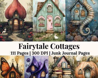 Fairytale Cottage Junk Journal Kit Verzauberter Wald Fee Seiten Fantasie Ephemera Natur Scrapbook Printable Papiere