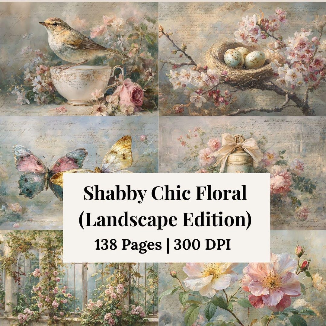 Printable Shabby Chic Floral Junk Journal Kit Vintage Style Flower ...