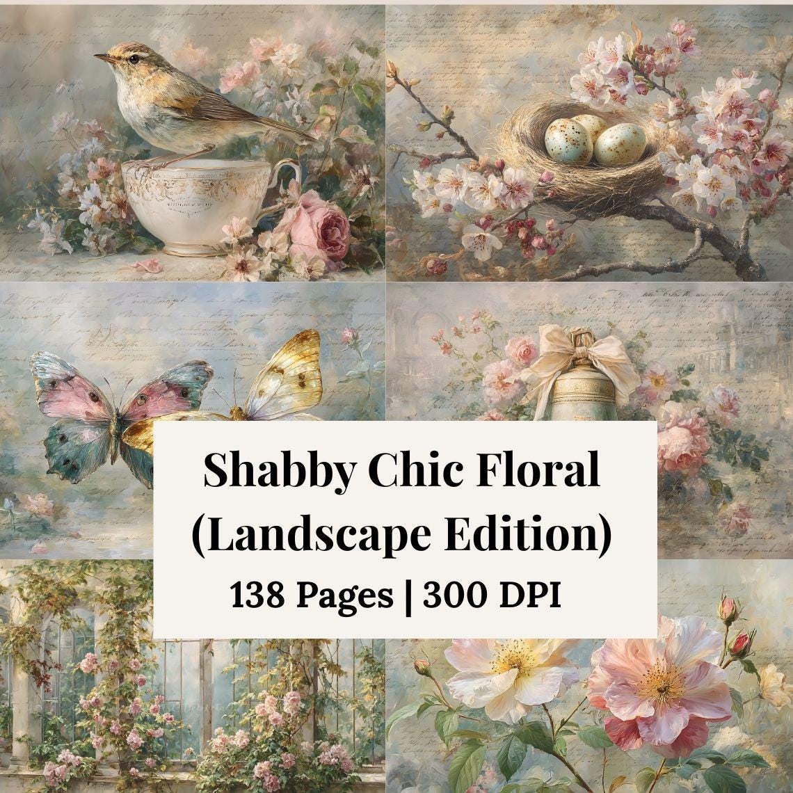 Printable Shabby Chic Floral Junk Journal Kit Vintage Style Flower ...