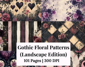 Papel digital gótico para álbumes de recortes, patrones de encaje romántico, fondo de rosas con textura vintage y decoupage gótico, impresiones efímeras góticas victorianas.