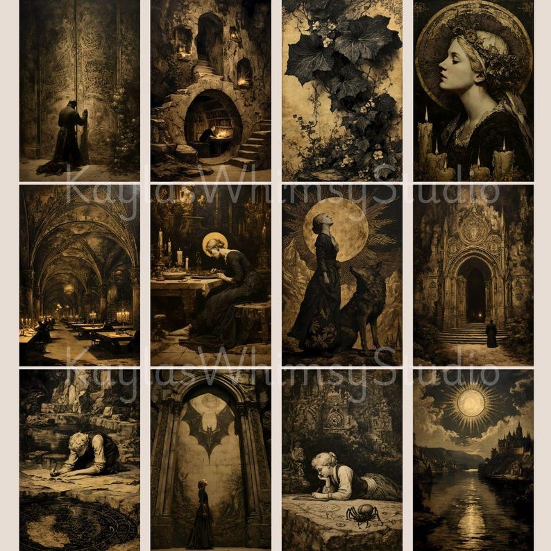 Dark Art Gothic Library Academia Journal Magic Wicca Grimoire Dark Academia Paper Gothic Printable Picture Collage Scrap Pack Gothic Journal image 5