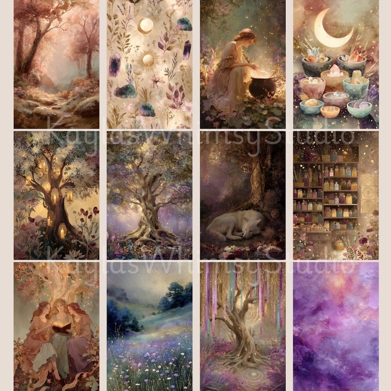 Sacred Pagan Junk Journal Pages Mystic Moon Printable Page Mystic Digital Scrapbook Paper Kit Celestial Collage Sheet Junk Journal Supply
