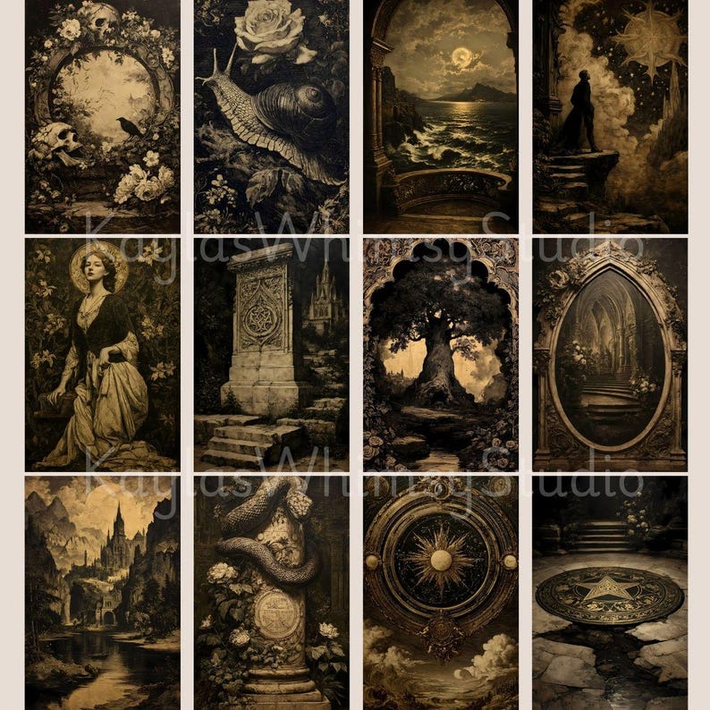 Dark Art Gothic Library Academia Journal Magic Wicca Grimoire Dark Academia Paper Gothic Printable Picture Collage Scrap Pack Gothic Journal image 8