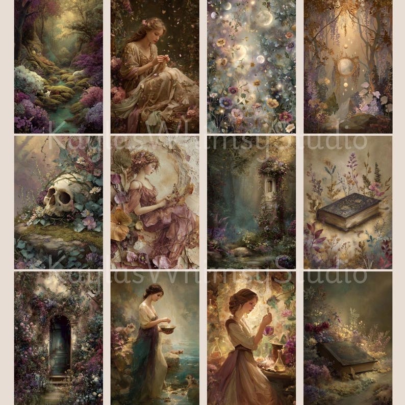 Sacred Pagan Junk Journal Pages Mystic Moon Printable Page Mystic Digital Scrapbook Paper Kit Celestial Collage Sheet Junk Journal Supply