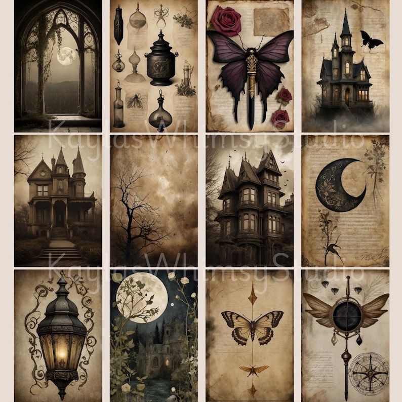 Dark Academia Junk Journal Page, Magic Wicca Grimoire Scrapbook Paper ...