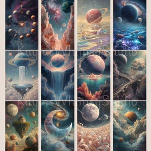 Himmlischen Mond Junk Journal Seiten Ephemera Mond Scrapbook Printables Cosmic Digital Paper Dreamscape Digital Papers Bild 3